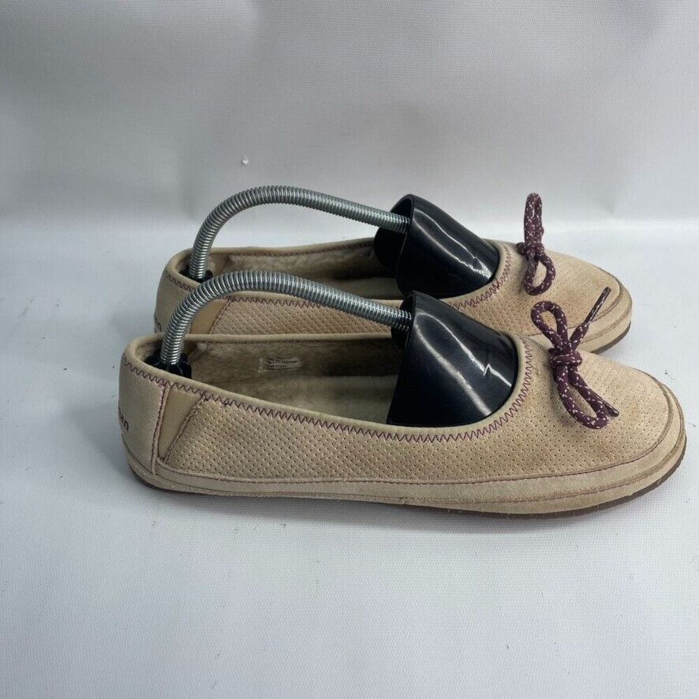 L.L. Bean Beige Hearthside Suede Sherpa Lined Slipper Shoes Women's Size 10